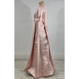 Vintage 1950’s/ 60’s Asian Inspired Pink Satin Gown ~ Seamstress Made /b